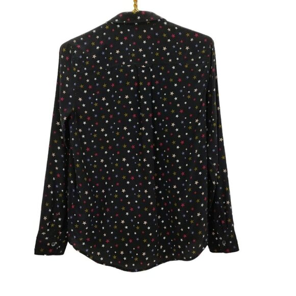 Rails Kate Silk Rainbow Stars Shirt Women's Size XS Button Front Long Sleeves - Picture 5 of 9